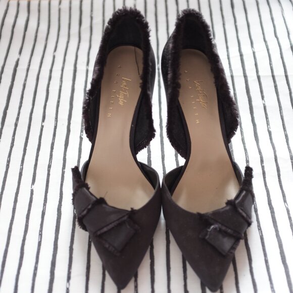 Lord & Taylor Vale Satin Pump Heels Fringe Trim D’Orsay - Picture 2 of 13
